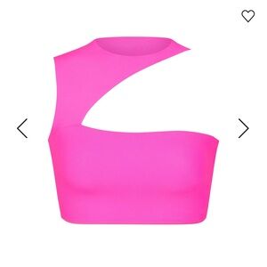 SKIMS FITS EVERYBODY CUT OUT SUPER CROPPED TOP - neon pink - M
